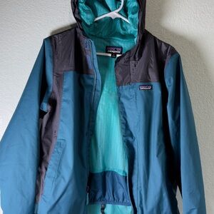 Patagonia Teal and Charcoal Hooded Jacket